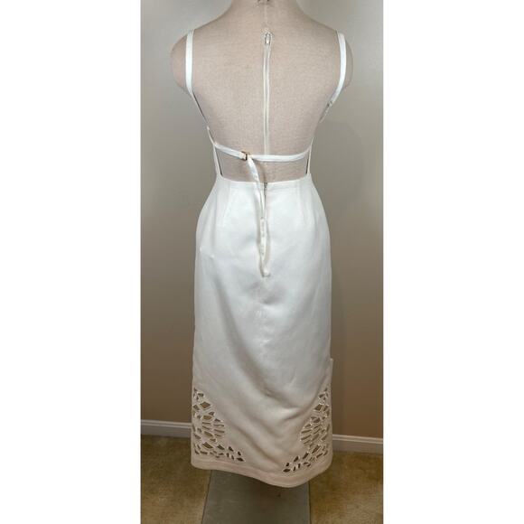 Acler Delacourt Linen Cutout Ivory White Midi Dress Size 4 - Picture 8 of 12